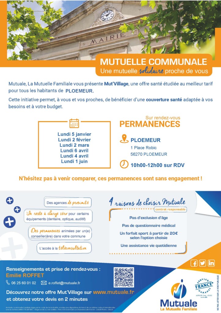 Permanences de la mutuelle communale Mut'Village à Ploemeur