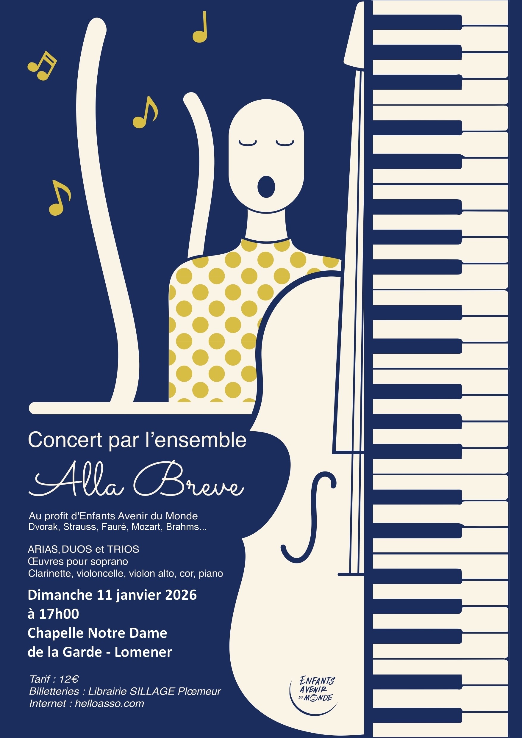 affiche concert ensemble Alla Breve dimanche 11 janvier 2026 à 17h00 à la Chapelle Notre Dame de la Garde