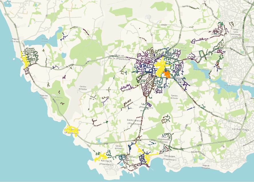 Cartographie des points lumineux de la commune